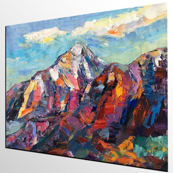 Abstract Mountain Painting, Landscape Wall Art Paintings, Custom Original Landscape Painting, Mountain Landscape Painting-Silvia Home Craft