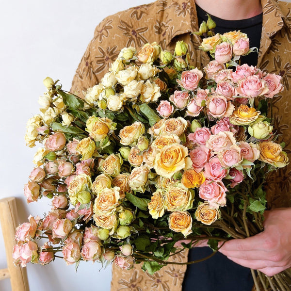Red Yellow Purple Dried Rose Floral, Dried Rose Flower Bouquet, A Bouquet of Dried Rose Flowers, Natural Dried Rose Flower Bunches, A Bunch Dried Rose Flowers-Silvia Home Craft