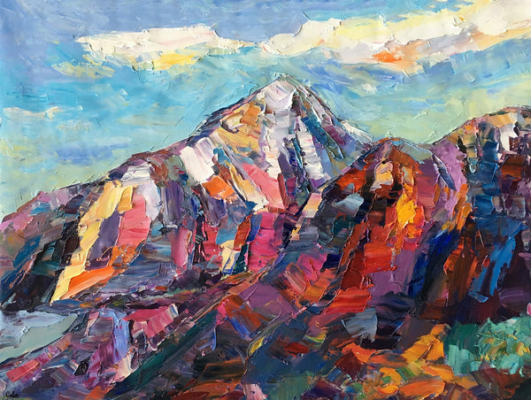 Abstract Mountain Painting, Landscape Wall Art Paintings, Custom Original Landscape Painting, Mountain Landscape Painting