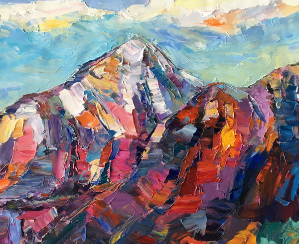 Abstract Mountain Painting, Landscape Wall Art Paintings, Custom Original Landscape Painting, Mountain Landscape Painting-Silvia Home Craft