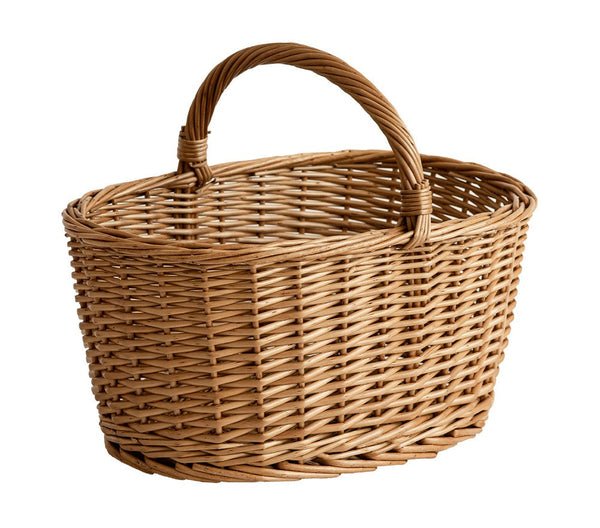 Small Picnic Storage Basket with Handle, Hand-woven Wicker Storage Basket, Willow Weaving Baskets for Vegetable, Natural Fruit Basket, Kitchen Storage Baskets-Silvia Home Craft