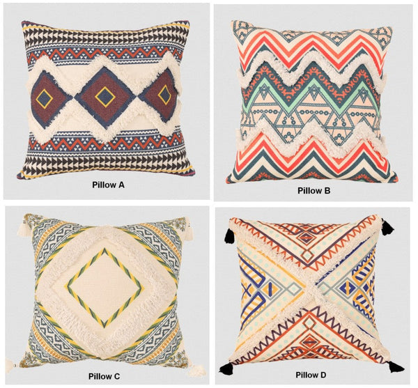 Geometric Modern Pillow Covers, Square Pillows for Couch, Oriental Decorative Throw Pillows for Living Room, Bohemian Decorative Sofa Pillows-Silvia Home Craft