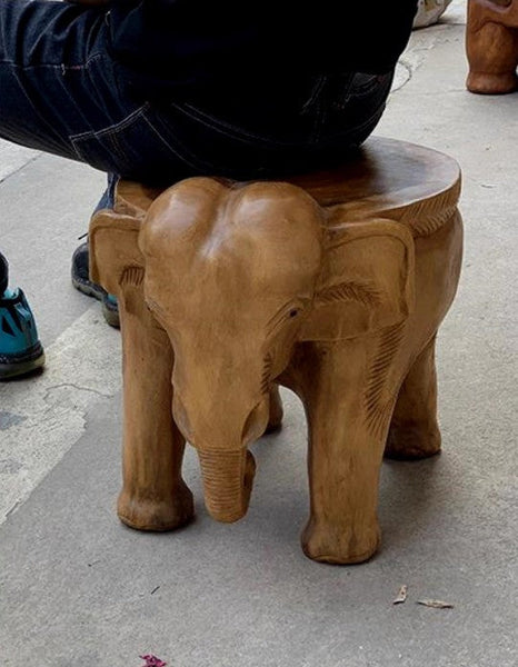 Elephant Sofa Stool, Dining Table Stool, Handmade Solid Wood low Stool, Elephant Wooden Stool, Creative Shoe-changing Stool-Silvia Home Craft
