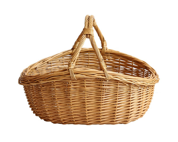 Large Kitchen Storage Baskets, Picnic Storage Basket with Handle, Hand-woven Wicker Storage Basket, Willow Weaving Baskets for Vegetable, Natural Fruit Basket-Silvia Home Craft