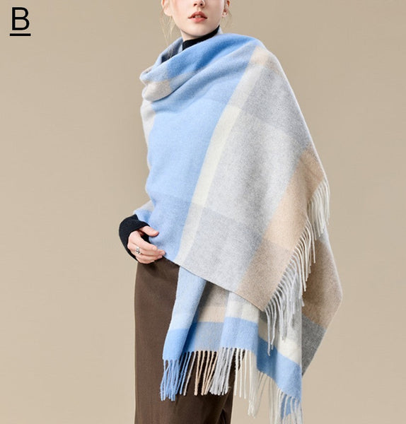Large Wool Scarf, Winter Shawl, Christmas Holiday Gift, Evening Wrap, Winter Shawl, Elegant Shawl, Warm Cape, Cold Weather Scarf, Fashion Scarf, Oversized Scarf-Silvia Home Craft