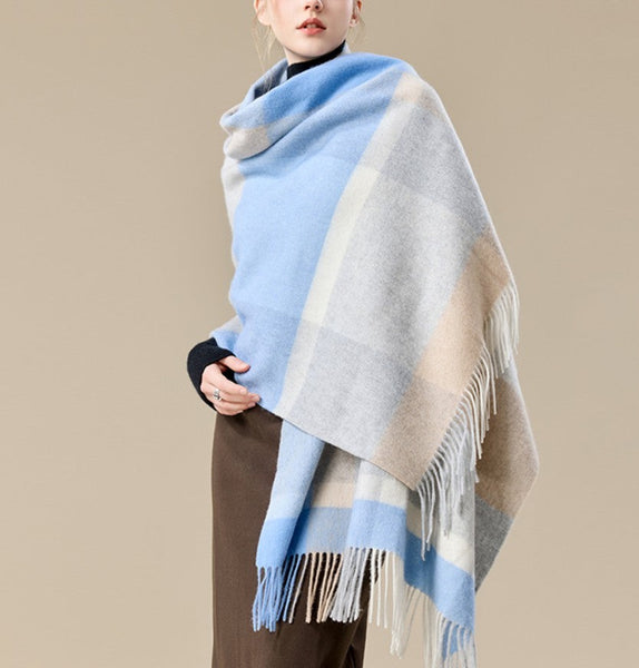 Large Wool Scarf, Winter Shawl, Christmas Holiday Gift, Evening Wrap, Winter Shawl, Elegant Shawl, Warm Cape, Cold Weather Scarf, Fashion Scarf, Oversized Scarf-Silvia Home Craft