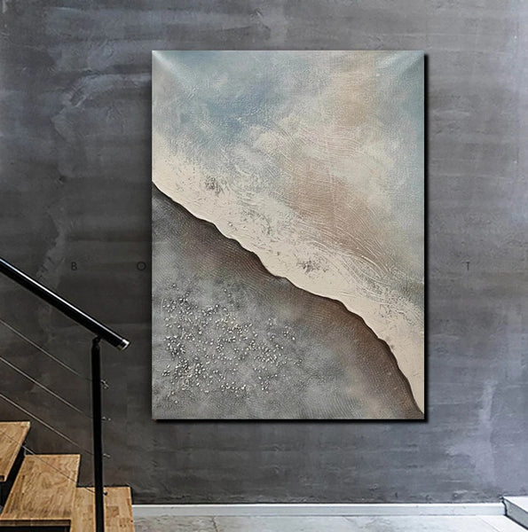 Bedroom Wall Art Ideas, Abstract Seashore Painting, Acrylic Canvas Paintings for Living Room, Simple Wall Art Ideas, Contemporary Paintings-Silvia Home Craft