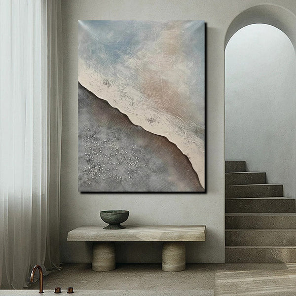 Bedroom Wall Art Ideas, Abstract Seashore Painting, Acrylic Canvas Paintings for Living Room, Simple Wall Art Ideas, Contemporary Paintings-Silvia Home Craft