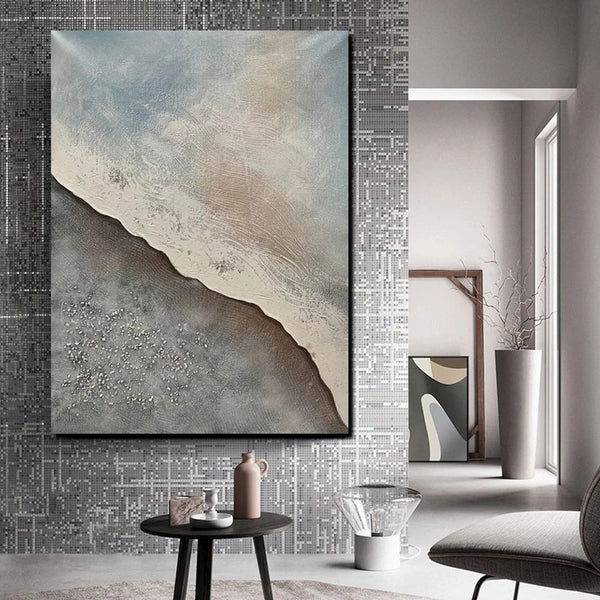 Bedroom Wall Art Ideas, Abstract Seashore Painting, Acrylic Canvas Paintings for Living Room, Simple Wall Art Ideas, Contemporary Paintings-Silvia Home Craft
