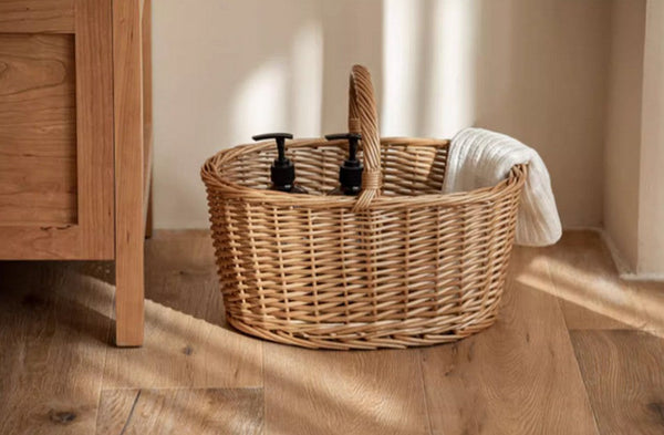 Small Picnic Storage Basket with Handle, Hand-woven Wicker Storage Basket, Willow Weaving Baskets for Vegetable, Natural Fruit Basket, Kitchen Storage Baskets-Silvia Home Craft