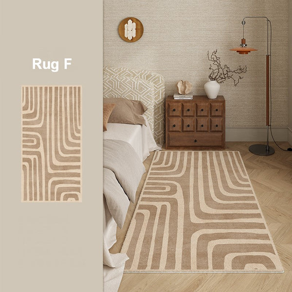 Unique Geometric Modern Rugs under Dining Room Table, Brown Modern Carpets for Office, Abstract Modern Rugs for Living Room, Contemporary Modern Rugs Next to Bed-Silvia Home Craft