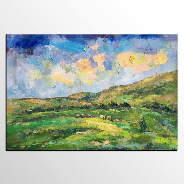 Landscape Painting for Sale, Mountain Painting, Custom Original Landscape Painting on Canvas, Landscape Painting for Living Room-Silvia Home Craft