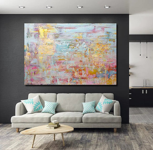 Hand Painted Wall Art, Simple Painting Ideas for Living Room, Acrylic Paintings for Bedroom-Silvia Home Craft