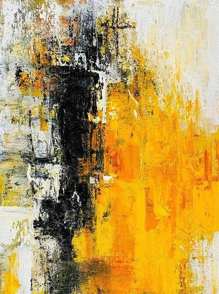 Canvas Painting for Living Room, Simple Modern Art, Yellow Modern Wall Art Painting, Huge Contemporary Abstract Artwork for Bedroom-Silvia Home Craft