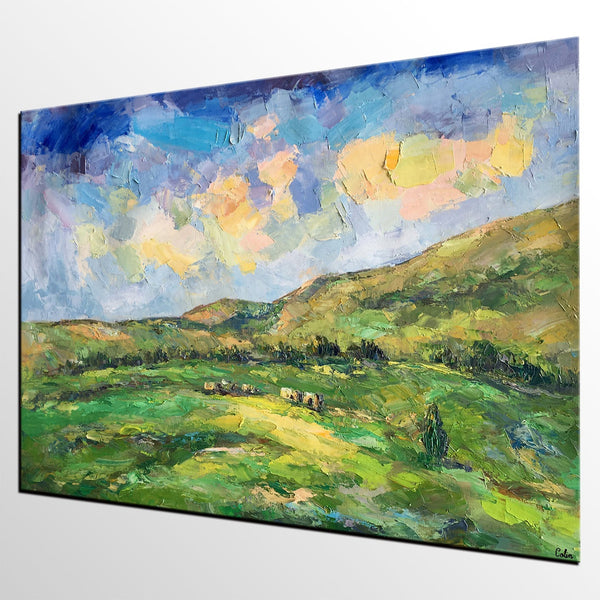Landscape Painting for Sale, Mountain Painting, Custom Original Landscape Painting on Canvas, Landscape Painting for Living Room-Silvia Home Craft