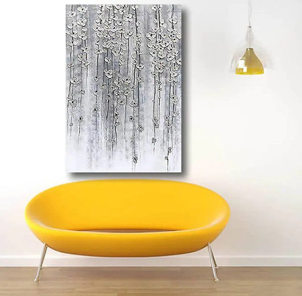 Paintings for Bedroom, Abstract Flower Painting, Flower Acrylic Painting, Canvas Painting Flower, Simple Modern Acrylic Paintings-Silvia Home Craft