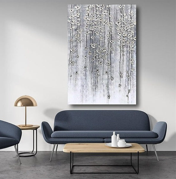 Paintings for Bedroom, Abstract Flower Painting, Flower Acrylic Painting, Canvas Painting Flower, Simple Modern Acrylic Paintings-Silvia Home Craft