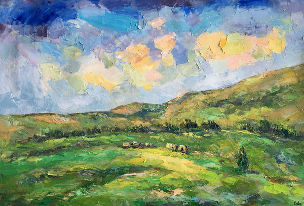 Landscape Painting for Sale, Mountain Painting, Custom Original Landscape Painting on Canvas, Landscape Painting for Living Room-Silvia Home Craft