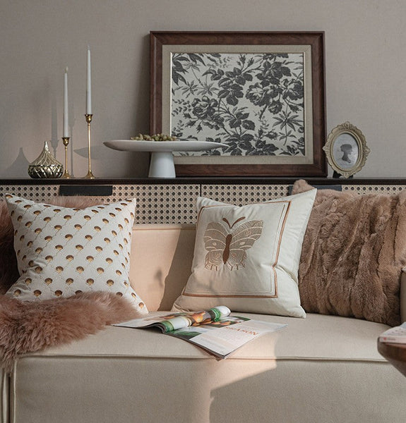 Decorative Pillow Arrangement Ideas for Couch, Modern Decorative Pillows for Bedroom, Embroidered Butterfly Pillow Covers, Large Decorative Throw Pillows for Living Room-Silvia Home Craft