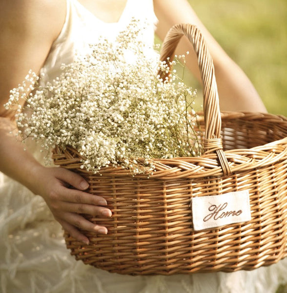 Hand-woven Wicker Storage Basket, Large Picnic Food Basket with Handle, Willow Weaving Baskets for Vegetable, Natural Fruit Basket, Kitchen Storage Baskets-Silvia Home Craft