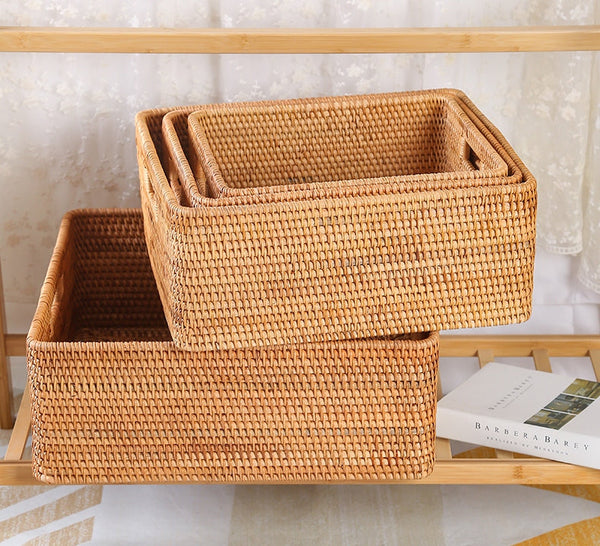 Large Storage Basket for Living Room, Kitchen Storage Baskets, Woven Storage Basket for Shelves, Rattan Storage Baskets for Toys-Silvia Home Craft