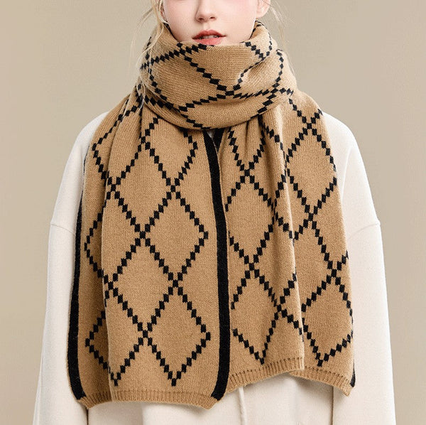 Elegant Wool Scarves, Black Brown Warm Winter Scarf, Winter Wool Scarf, Soft Cashmere Scarf for Women, Cold Weather Scarf, Fashion Scarf, Christmas Gifts for Her, Holiday Scarf