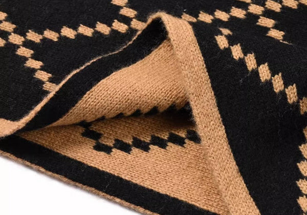 Elegant Wool Scarves, Black Brown Warm Winter Scarf, Winter Wool Scarf, Soft Cashmere Scarf for Women, Cold Weather Scarf, Fashion Scarf, Christmas Gifts for Her, Holiday Scarf-Silvia Home Craft