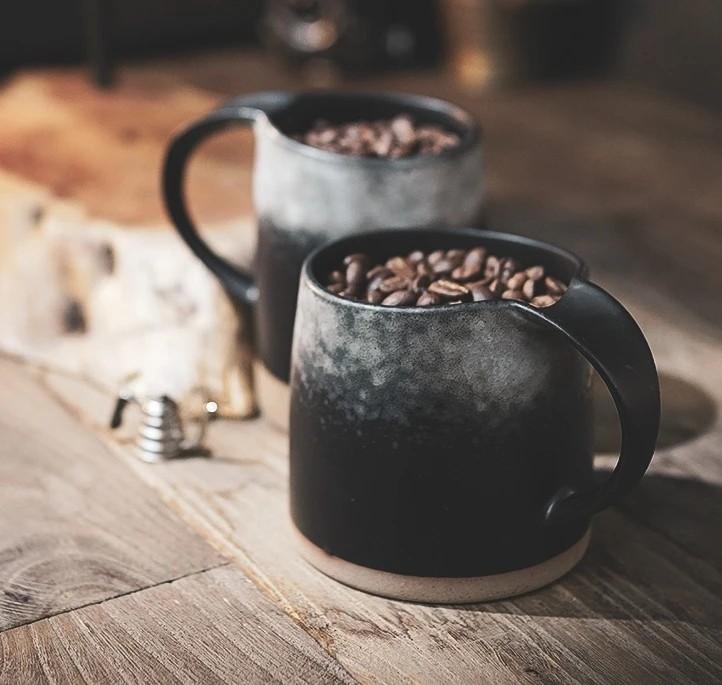 Black Pottery Coffee Cup, Ceramic Coffee Mug, Latte Coffee Cup, Handmade Coffee Cup, Large Tea Cup, Artisanal Pottery Mug, Unique Black Ceramic Cup, Handcrafted Coffee Mug, Stoneware Latte Cup, Rustic Tea Drinking Vessel