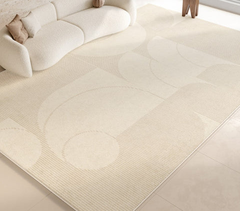Abstract Contemporary Rugs for Bedroom, Modern Cream Color Rugs for Living Room, Modern Rugs under Sofa, Dining Room Floor Rugs, Modern Rugs for Office-Silvia Home Craft