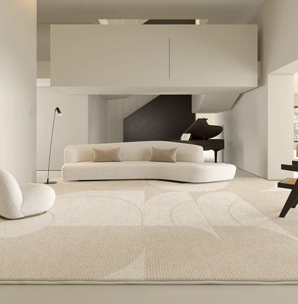 Abstract Contemporary Rugs for Bedroom, Modern Cream Color Rugs for Living Room, Modern Rugs under Sofa, Dining Room Floor Rugs, Modern Rugs for Office-Silvia Home Craft