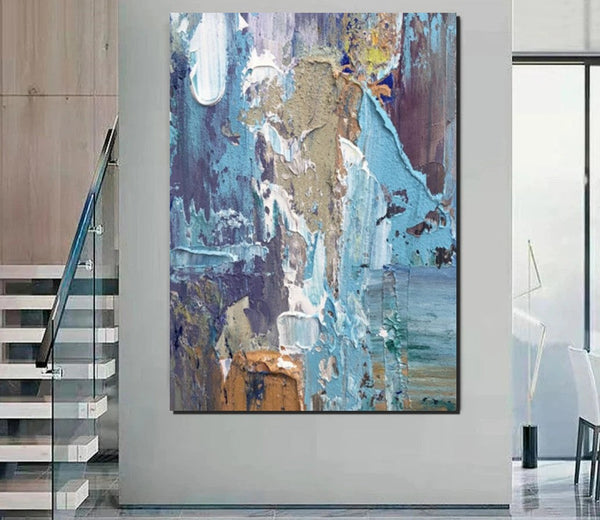 Hand Painted Wall Painting, Abstract Acrylic Painting for Bedroom, Simple Modern Abstract Art, Extra Large Painting Ideas for Living Room-Silvia Home Craft