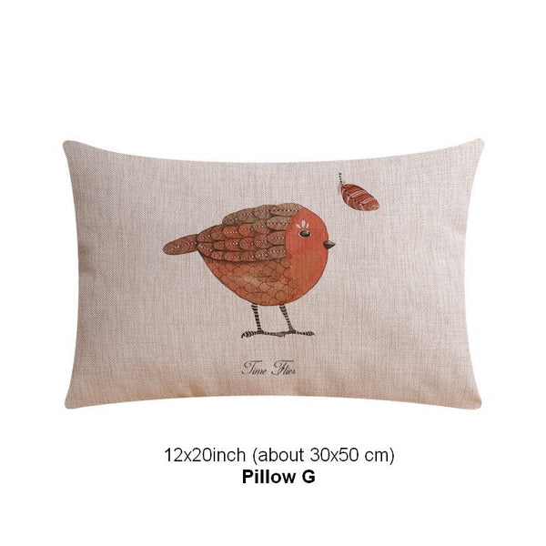 Decorative Sofa Pillows for Dining Room, Simple Decorative Pillow Covers, Love Birds Throw Pillows for Couch, Singing Birds Decorative Throw Pillows-Silvia Home Craft