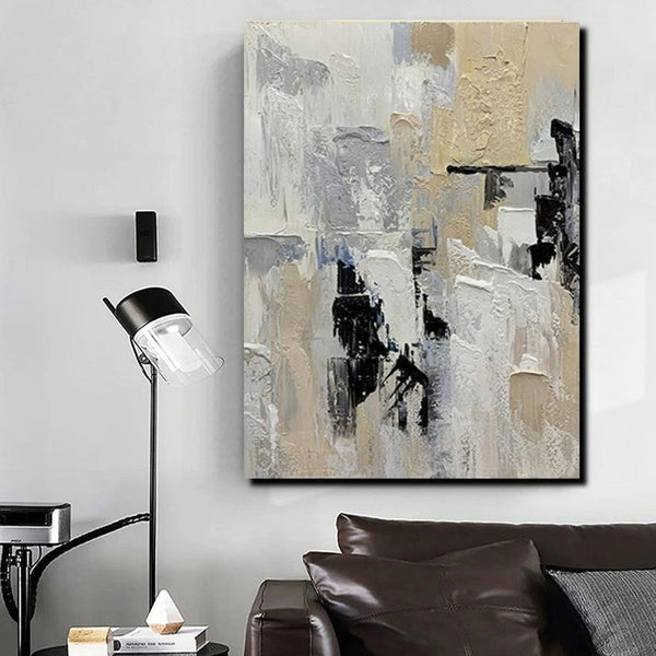 Heavy Texture Painting, Modern Abstract Painting, Simple Wall Art Ideas, Dining Room Abstract Painting, Acrylic Canvas Paintings-Silvia Home Craft