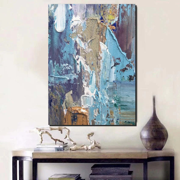 Hand Painted Wall Painting, Abstract Acrylic Painting for Bedroom, Simple Modern Abstract Art, Extra Large Painting Ideas for Living Room-Silvia Home Craft