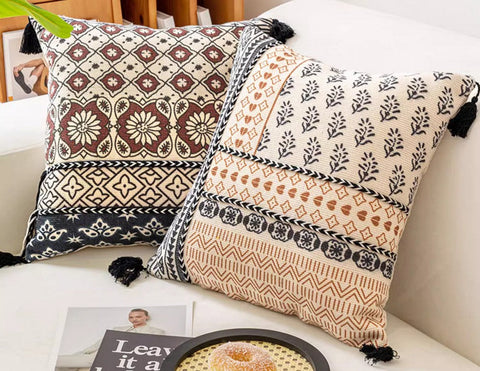 Decorative Throw Pillows for Living Room, Bohemian Decorative Sofa Pillows, Geometric Modern Pillows, Oriental Square Pillows for Couch-Silvia Home Craft