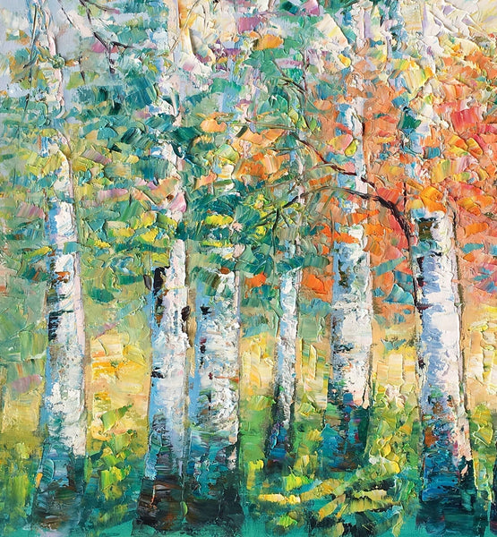 Custom Canvas Painting for Living Room, Heavy Texture Canvas Art, Autumn Tree Landscape Art-Silvia Home Craft