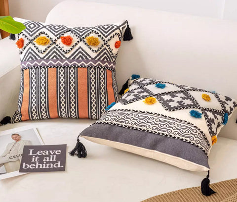 Geometric Modern Pillows, Oriental Square Pillows for Couch, Decorative Throw Pillows for Living Room, Bohemian Decorative Sofa Pillows-Silvia Home Craft
