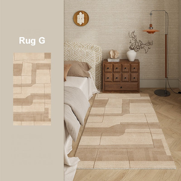 Unique Geometric Modern Rugs under Dining Room Table, Brown Modern Carpets for Office, Abstract Modern Rugs for Living Room, Contemporary Modern Rugs Next to Bed-Silvia Home Craft