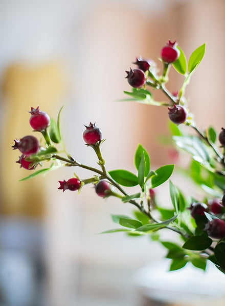 Simple Artificial Flowers for Living Room, Blueberry Fruit Branch, Flower Arrangement Ideas for Home Decoration, Spring Artificial Floral for Bedroom-Silvia Home Craft