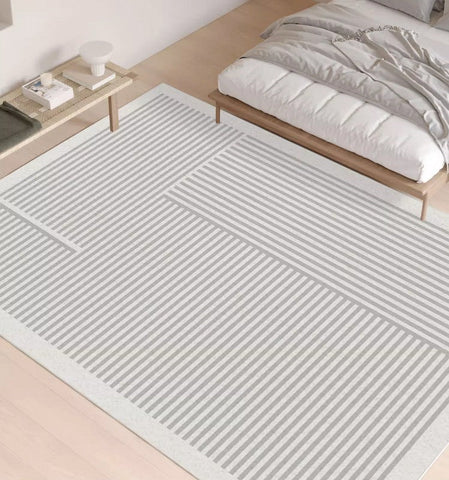 Geometric Contemporary Rugs for Dining Room, Bedroom Floor Rugs, Soft Modern Rug for Living Room, Gray Modern Rugs for Living Room-Silvia Home Craft