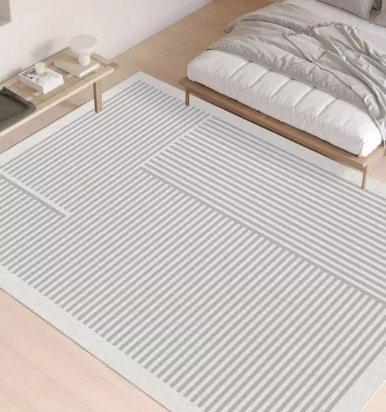 Geometric Contemporary Rugs for Dining Room, Bedroom Floor Rugs, Soft Modern Rug for Living Room, Gray Modern Rugs for Living Room-Silvia Home Craft