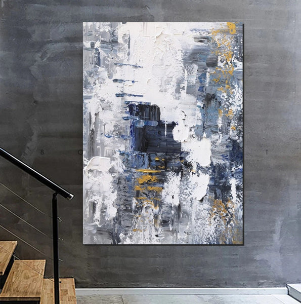 Living Room Abstract Wall Art Ideas, Large Acrylic Canvas Paintings, Large Wall Art Ideas, Impasto Painting, Simple Modern Abstract Painting-Silvia Home Craft