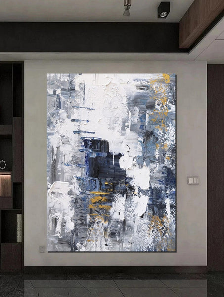 Living Room Abstract Wall Art Ideas, Large Acrylic Canvas Paintings, Large Wall Art Ideas, Impasto Painting, Simple Modern Abstract Painting-Silvia Home Craft