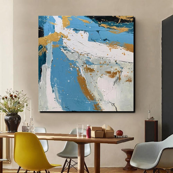 Abstrct Acrylic Paintings, Living Room Acrylic Wall Art Ideas, Blue Modern Abstract Paintings, Heavy Texture Canvas Art, Buy Art Online-Silvia Home Craft