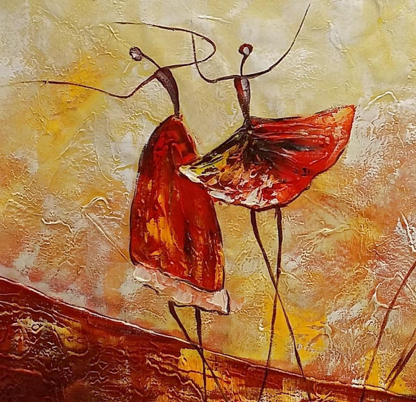 Simple Canvas Painting, Dining Room Wall Art Paintings, Buy Art Online, Abstract Acrylic Painting, Ballet Dancer Painting-Silvia Home Craft
