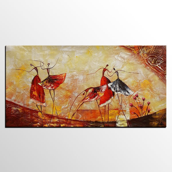 Simple Canvas Painting, Dining Room Wall Art Paintings, Buy Art Online, Abstract Acrylic Painting, Ballet Dancer Painting-Silvia Home Craft