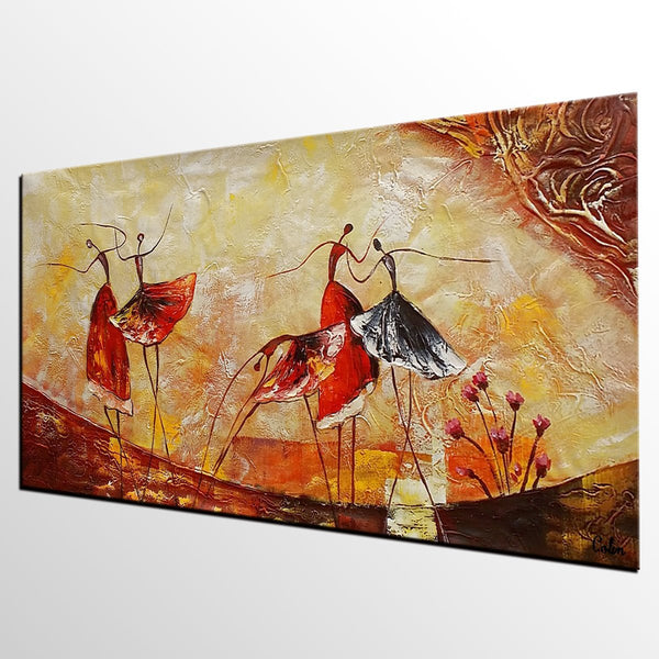 Simple Canvas Painting, Dining Room Wall Art Paintings, Buy Art Online, Abstract Acrylic Painting, Ballet Dancer Painting-Silvia Home Craft