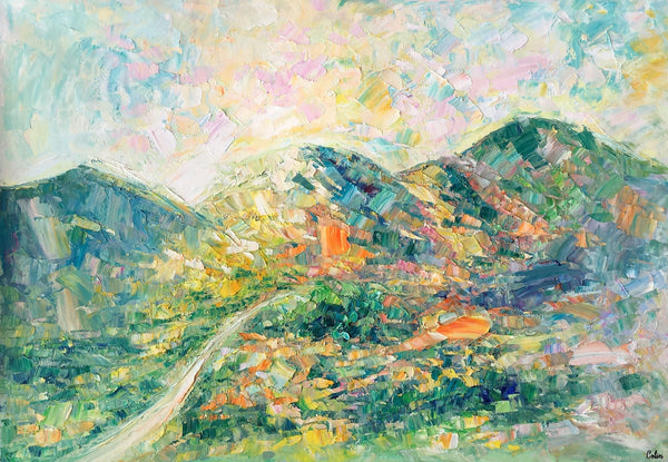 Abstract Oil Painting, Impasto Painting, Custom Landscape Painting, Mountain Landscape Painting-Silvia Home Craft