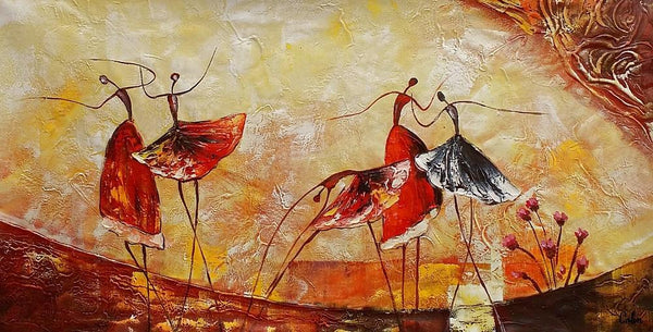 Simple Canvas Painting, Dining Room Wall Art Paintings, Buy Art Online, Abstract Acrylic Painting, Ballet Dancer Painting-Silvia Home Craft