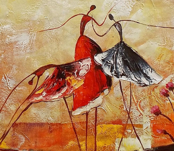 Simple Canvas Painting, Dining Room Wall Art Paintings, Buy Art Online, Abstract Acrylic Painting, Ballet Dancer Painting-Silvia Home Craft